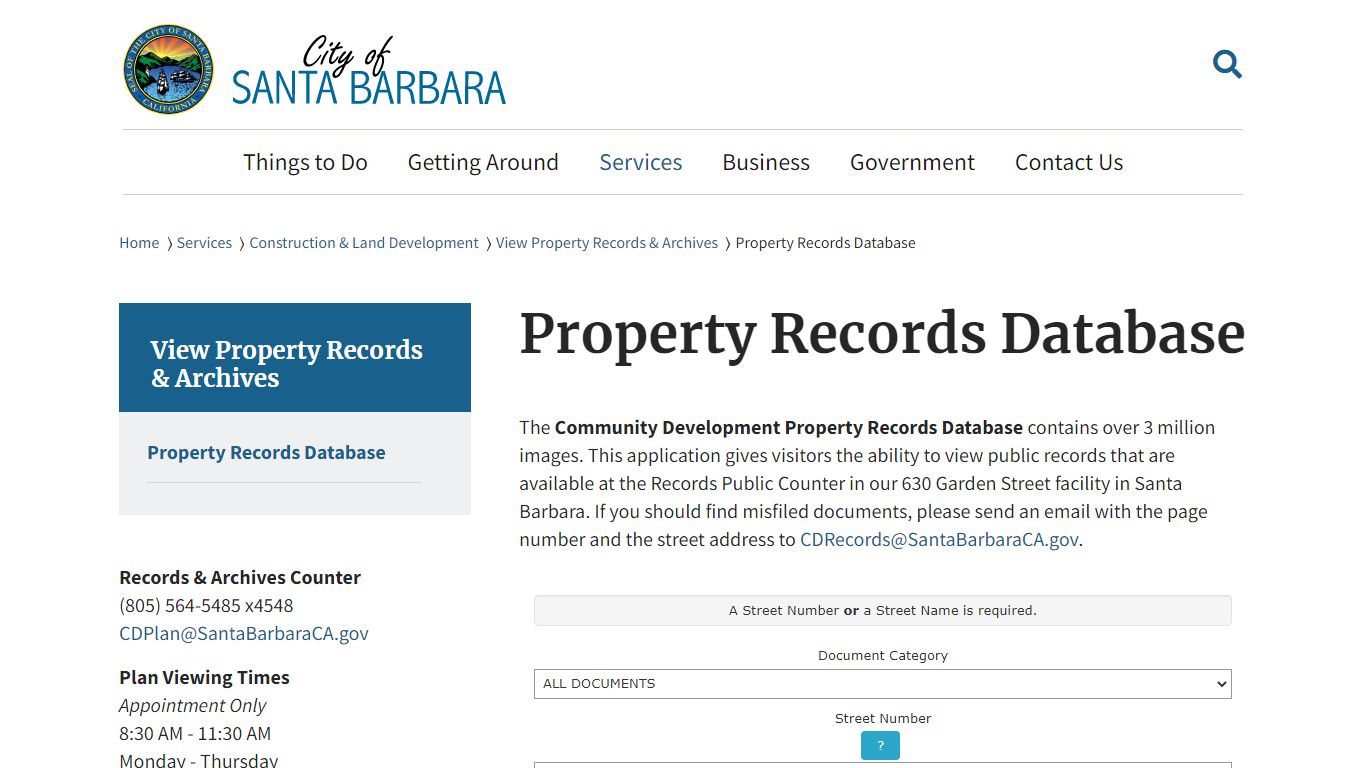 Santa Barbara - Property Records Database